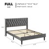 Bed Frame with Velvet Headboard Wingback - 2 of 4