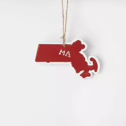 Red Metal on White Wood State Christmas Tree Ornament - Wondershop™