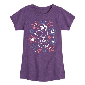 Girls' - Peanuts - Snoopy Stars Fitted Short Sleeve Graphic T-Shirt - 1 of 4