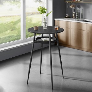 VASAGLE EKHO Collection - Bar Table with Storage, Round High Pub Table, Synthetic Leather with Stitching, Kitchen Home Bar - 1 of 4