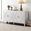 4-Door Sideboard Buffet Cabinet with Adjustable Shelves, Solid Wood Frame and Round Metal Handles, Distressed Finish for Kitchen, Living Room - 4 of 4