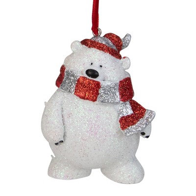 Kurt S. Adler 3.5" White and Silver Glittered Polar Bear Christmas Ornament