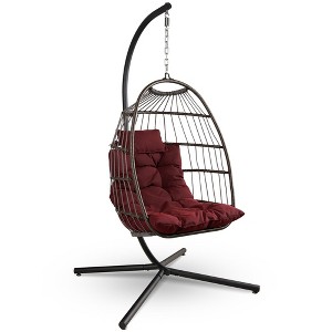 SereneLife Egg Swing Chair - Indoor/Outdoor Hanging Chair with Stand - 1 of 4