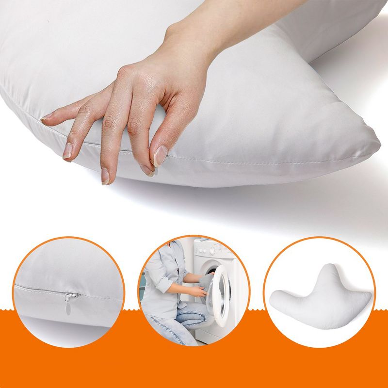 Cheer Collection W Shaped Shoulder Support Pillow with Velour Washable Cover, 5 of 8