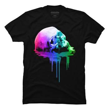Men's Design By Humans Melting Skull with Vibrant Colors By robotface T-Shirt