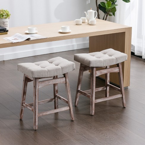 Set Of 2 Counter Height Bar Stools With Wooden Legs Modernluxe