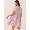 Seta T Women's V Neck Ruffle Short Sleeve Tiered A-Line Flowy Beach Babydoll Dress with Pockets - 4 of 4
