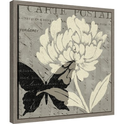 Amanti Art Natural Prints I (floral butterfly) by Daphne Brissonnet Canvas Wall Art Print Framed 16-in. x 16-in.