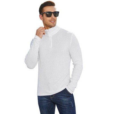 Men's Quarter Zip Up Pullover Casual Stretch Lightweight Mock Neck Polo Sweaters Knitwear