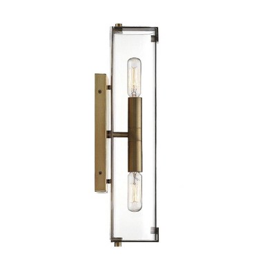 Winfield Dimmable Brass & Black Wall Sconce with Clear Glass