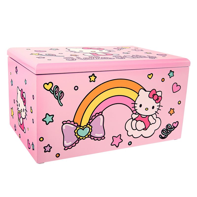 Sanrio Hello Kitty Pink Wood Jewelry Box with Tray - Officially Licensed Authentic, 4 of 5