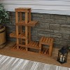 Sunnydaze Indoor/Outdoor Meranti Wood with Teak Oil Finish 7-Tiered Succulent Flower Plant Stand Display Shelf - 36" - Brown - 4 of 4