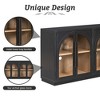 Merax 4-Door Retro Style Arched Glass Storage Buffet Cabinet with Adjustable Shelves - 4 of 4