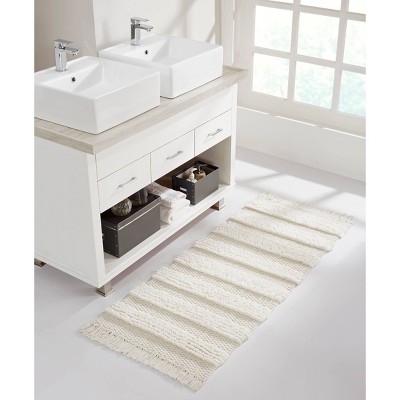 Savannah Cotton Fringe Bath Runner White - VCNY