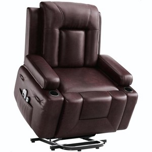 Power Lift Recliner Chair with Heat & Massage, PU Leather Electric Lift Chair for Seniors & Mobility Impaired, Adjustable Back & Footrest - 1 of 4