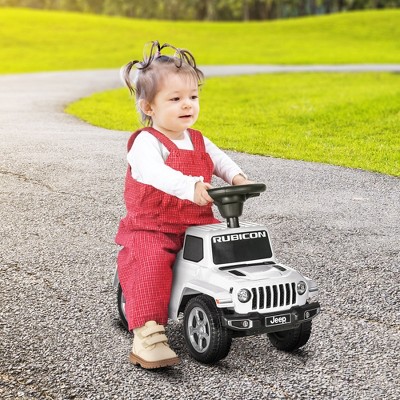 White Toddler Ride-On Jeep with Engine Sounds and Storage