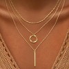 HTUTWOO Multi-Layered Circle Long Stick Necklace, Stylish Stackable Gold Necklace Non Tarnish, for Women Jewelry Gifts - 4 of 4
