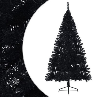 vidaXL Artificial Half Christmas Tree White PVC, Steel 59.1 in high - Black 7 x 4 ft