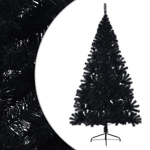 vidaXL Artificial Half Christmas Tree White PVC, Steel 59.1 in high - Black 7 x 4 ft - 1 of 4