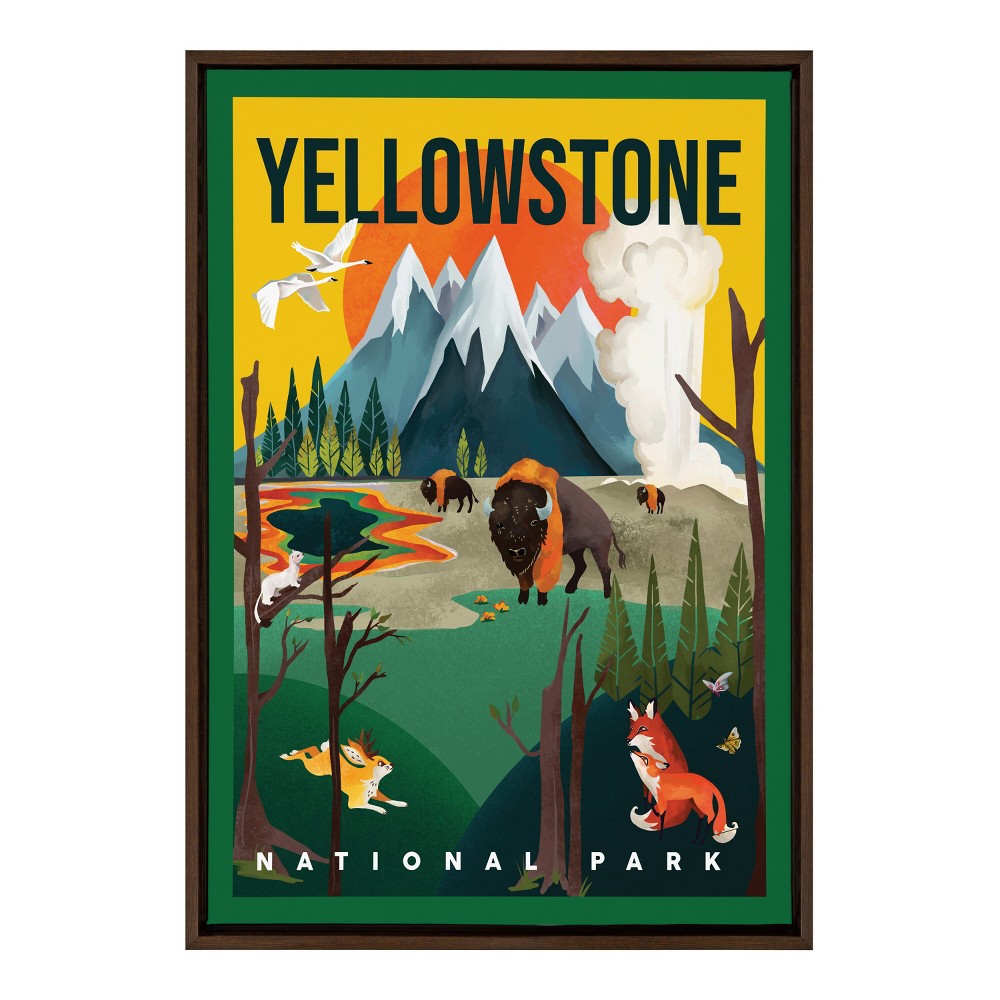 Photos - Other Decoration 23" x 33" Sylvie Yellowstone Park Framed Canvas by The Whiskey Ginger Brown - Kate & Laurel All Things Decor