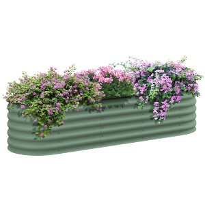 Outsunny Galvanized Raised Garden Bed Kit, Metal Planter Box with Safety Edging - 1 of 4