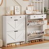 Freestanding Shoe Storage Cabinet, Farmhouse Shoe Organizer with 2 Flip Drawers&Barn Door Design,for Entryway Foyer Hallway, White - 3 of 4