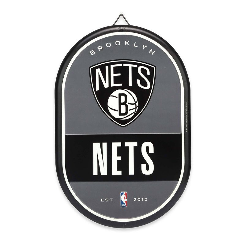 NBA Brooklyn Nets Embossed Metal Pill Wall Sign, 1 of 5