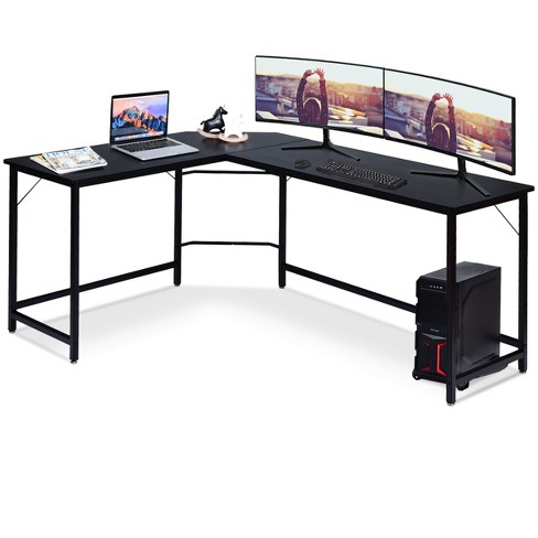 66 L Shaped Gaming Corner Computer Desk with CPU Stand and Foot