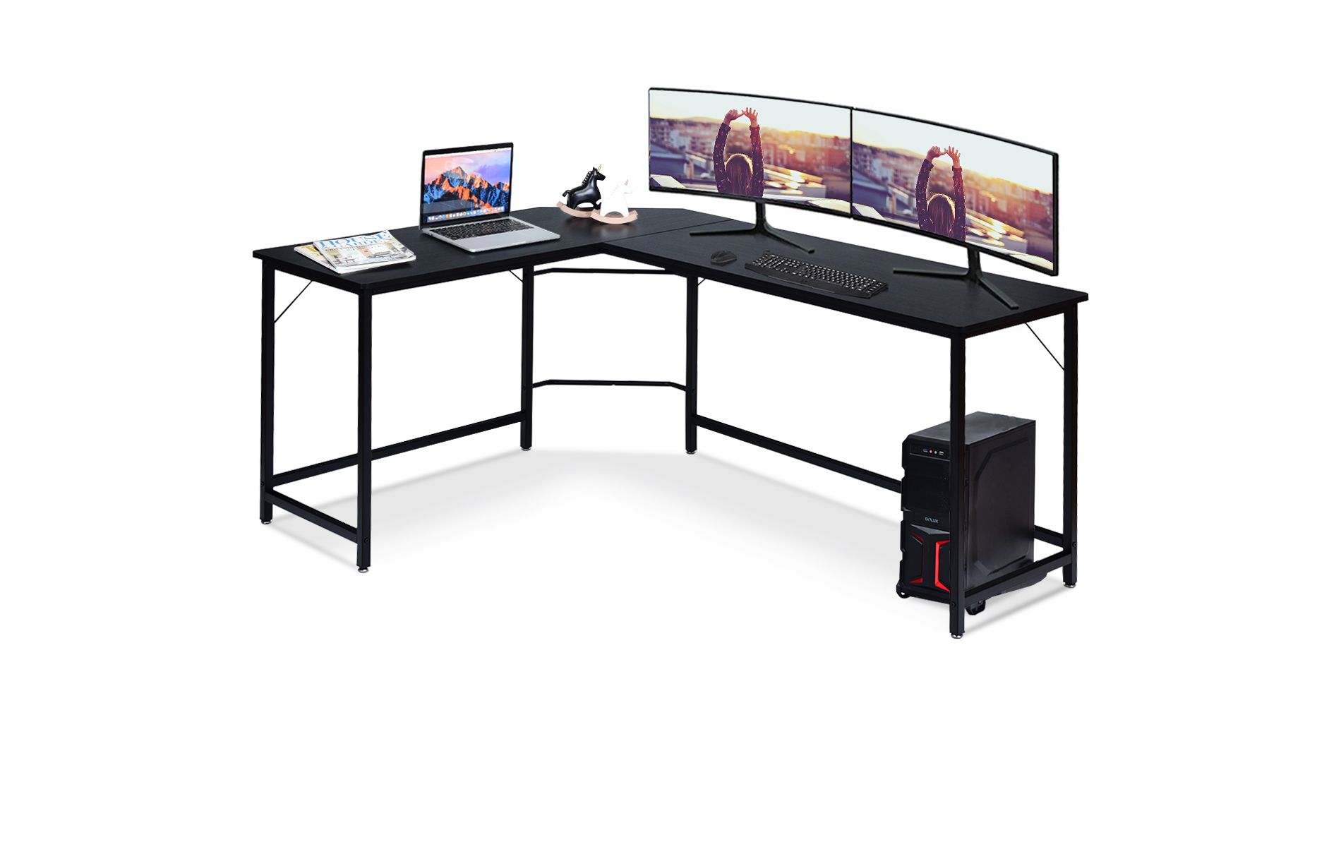 Costway L-Shaped Computer Desk Corner Workstation Study Gaming Table Home Office