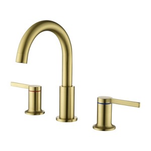 Cobbe Bathroom Sink Faucet 3-Hole 8-Inch Double Handle Widespread Faucet with 360 Degree Swivel Spout Brushed Gold - 1 of 4
