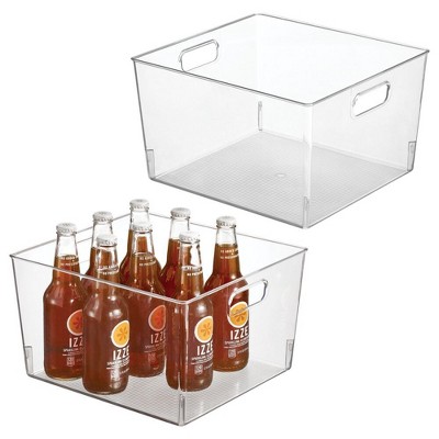 mDesign Plastic Kitchen Pantry Storage Organizer Container Bin - 2 Pack - Clear