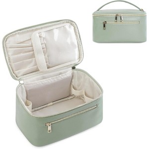 Nature Makeup Bag, Travel Make Up Organizer Cosmetic Brush Bags Case for Women in Vegan Leather - 1 of 4