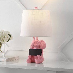 JONATHAN Y 21" Kairi Shabby Chic Resin/Iron Happy Elephant LED Kids' Table Lamp with Phone Stand - 1 of 4
