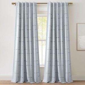Lush Décor Boho Stripe Clip Jacquard Window Panels Blue/Navy Pair 42x84 - 1 of 4