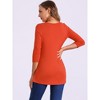 Allegra K Women's 3/4 Sleeve Round Neck Button Decor Casual Stretchy Tunic Tops - 4 of 4
