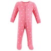 Hudson Baby Girls Cotton Sleep and Play, Pink Daisy Heart - 4 of 4