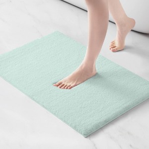NAYSAYE Bath Rug 24" x 20" Plush Soft Absorbent Quick Dry Non Slip Spa Quality Cozy Comfort for Bathroom, Green - 1 of 4