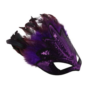 Unique Bargains Sequined Feathers Party Mask 1 Pc - 1 of 4