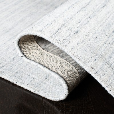 Ivory Elegance Hand-Knotted Wool and Viscose Square Area Rug