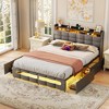Aheaplus Upholstered Bed Frame with Storage Headboard, Charging Station, LED Light - 2 of 4