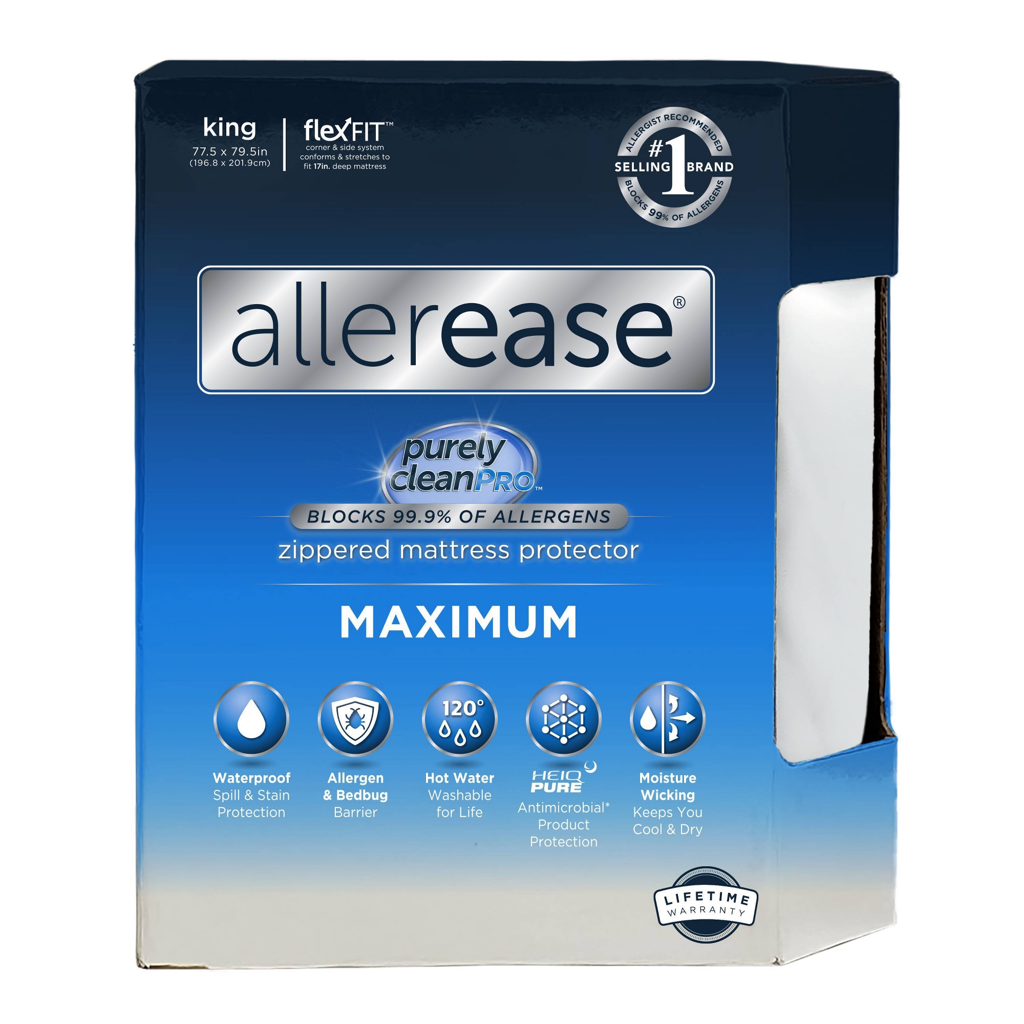 Allerease Maximum King Waterproof Allergy and Bedbug Protection Zippered Mattress Protector : Hypoallergenic Bed Encasement Cover