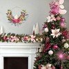 MOEPISY 6 feet Christmas Pink Garland for Front Door with 30 LED Lights - 4 of 4