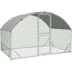 Chicken Coop Large Metal Chicken House Pen Outdoor for Yards with Cover,Spire-Roof Walk-in Poultry Cage, Metal Chicken Coop - 1 of 4