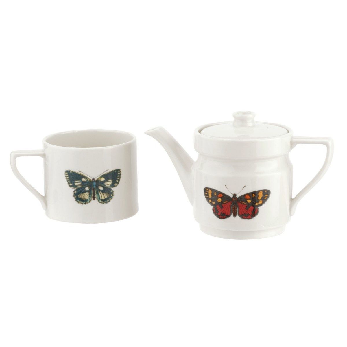 Portmeirion Botanic Garden Harmony Tea for One Butterfly Porcelain Tea Set Multicolored Set of 2 - thumbnail 3