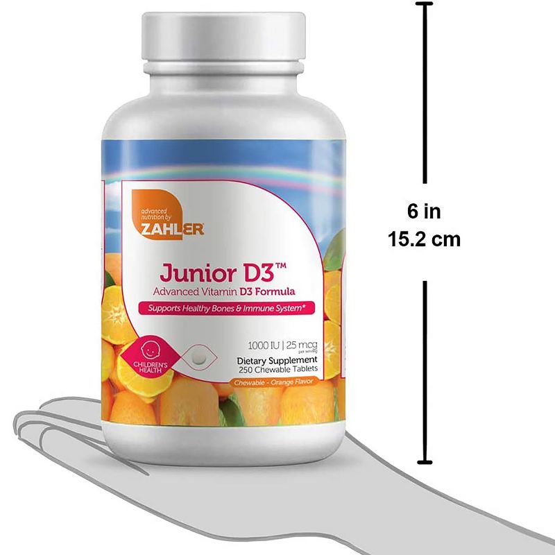 Zahler Junior D3 Chewable 1000IU, Great Tasting Chewable Vitamin D for Kids, Vitamin D3 1000 IU for Children, Certified Kosher - 250 Count, 4 of 5