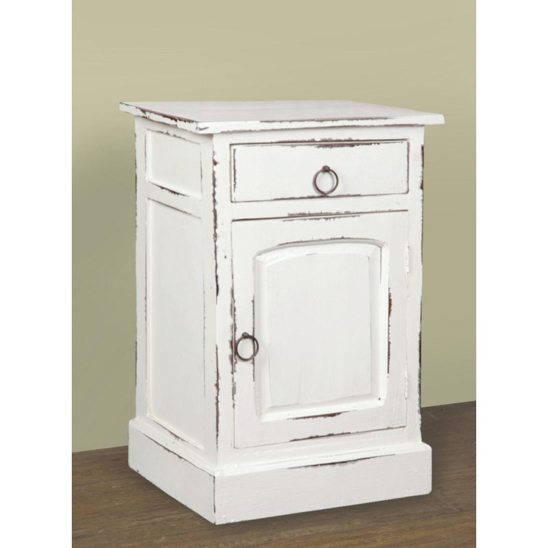 Besthom Shabby Chic Cottage 1-Drawer White Wash Nightstand 25.5 in. H x 17.8 in. W x 13.5 in. D, 5 of 6