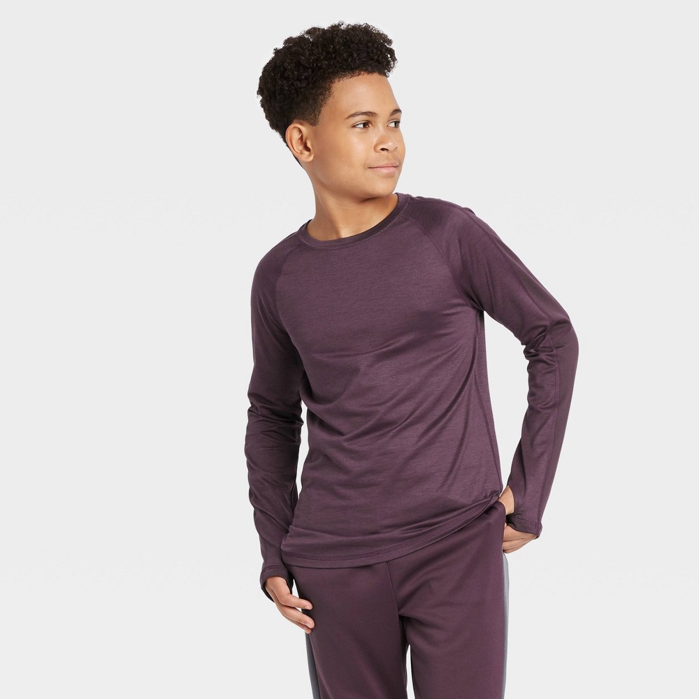 Boys' Long Sleeve Colorblock Soft Gym T-Shirt - All in Motion Dark Purple XL, Boy's was $16.0 now $11.2 (30.0% off)