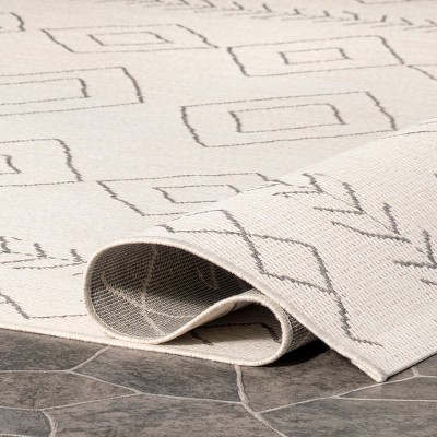 Reversible Ivory Moroccan Spot Rectangular Area Rug - 29x4 Inches