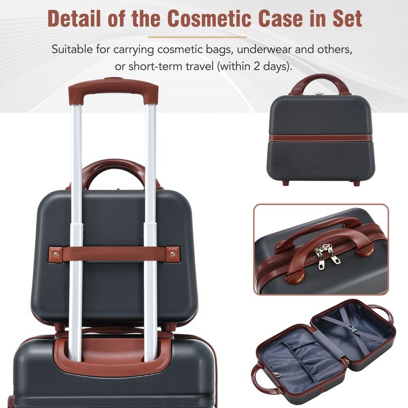 20"/24"/28" Hardshell Luggage, Lightweight Spinner Suitcase with TSA Lock, with/without Cosmetic Case 4M -ModernLuxe, 4 of 14