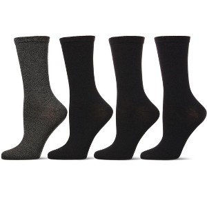 Memoi Women's 4 Pair Pack Solid Buttersoft Crew Socks - 1 of 4